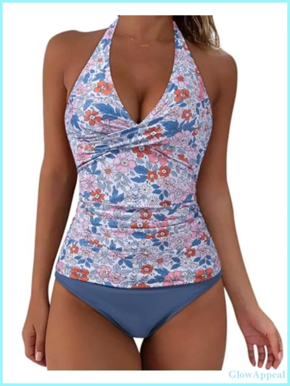 Slimming Tummy Control Tankini 2 Piece Swimsuit Halter Push Up High Waisted